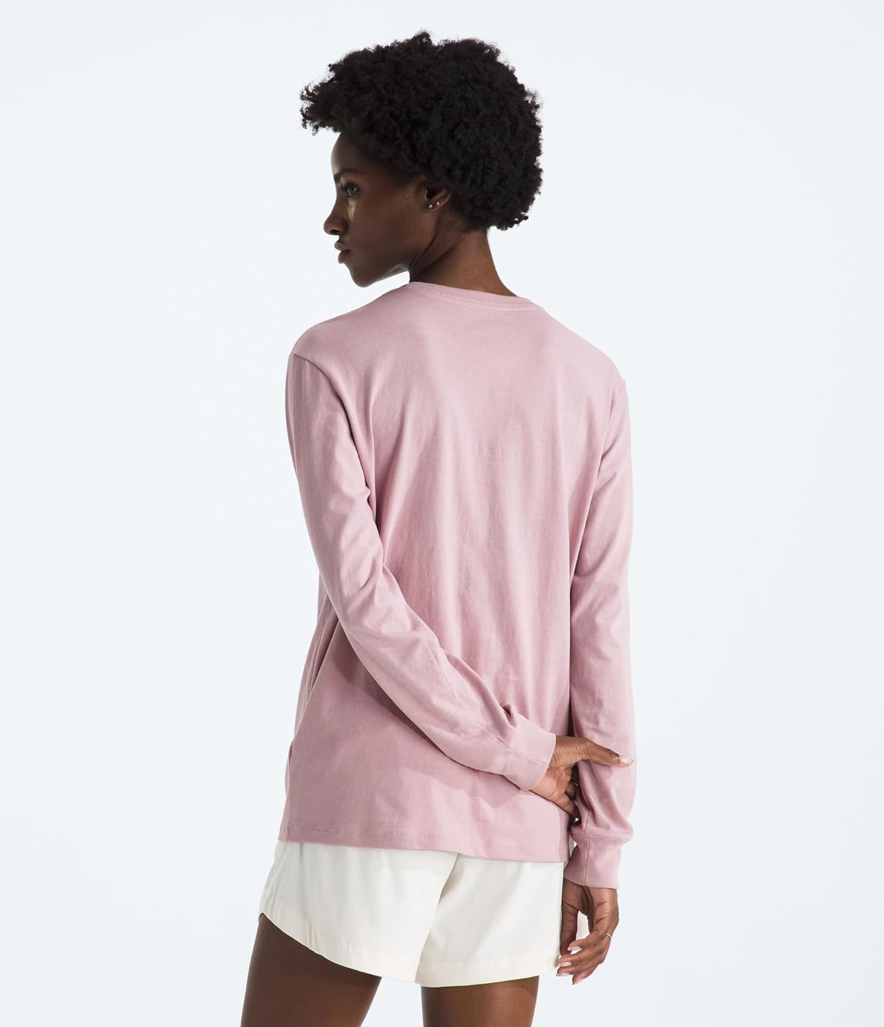 image:imageThe North Face Womens Evolution Simple Dome LongSleeve Tee Classic Logo Graphic Tee Soft Cotton FabricMetal Pink