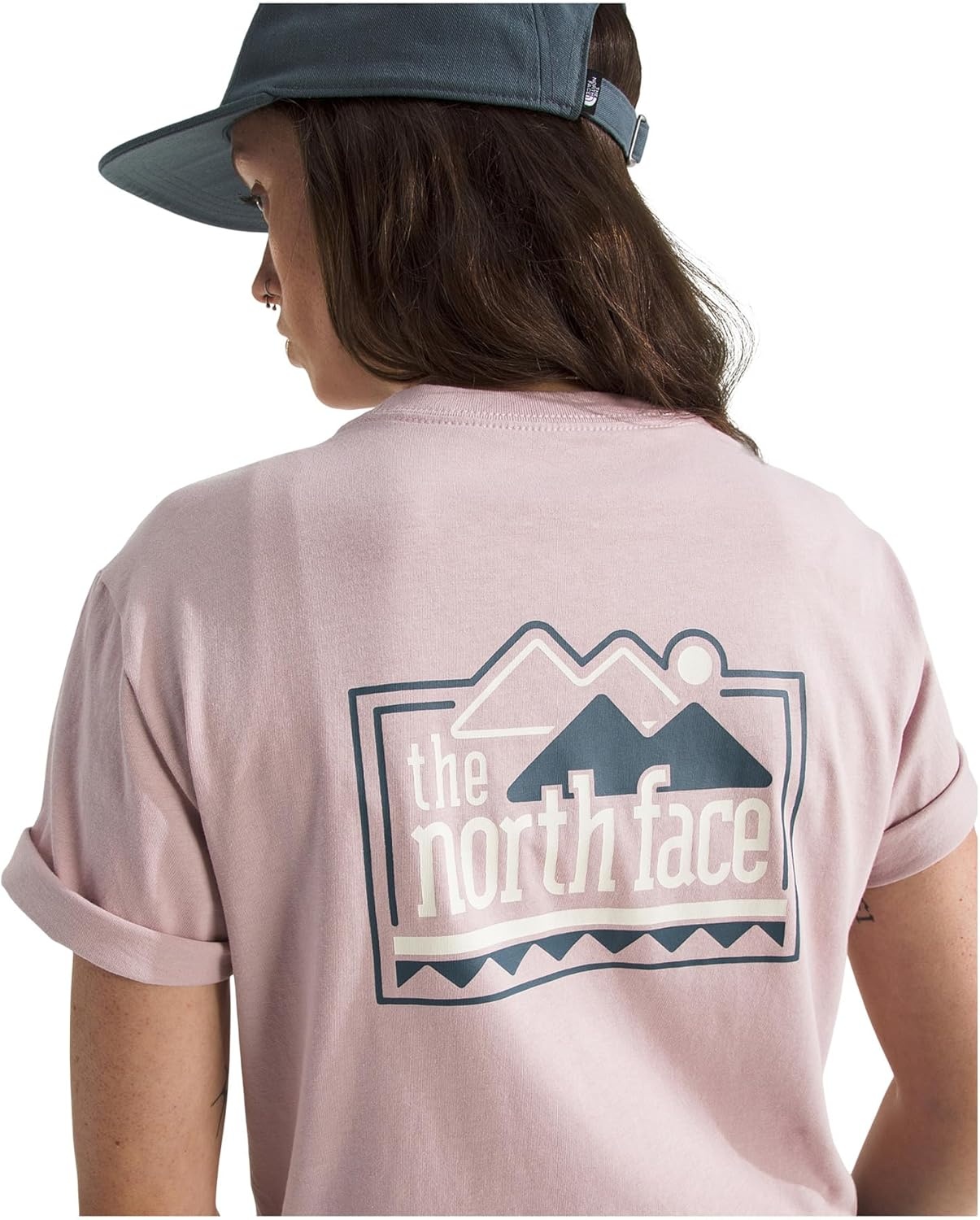 image:imageThe North Face Womens Explore Pin Relaxed Short Sleeve Tee Casual Graphic TShirt Regular Fit Soft Cotton FabricMetal Pink