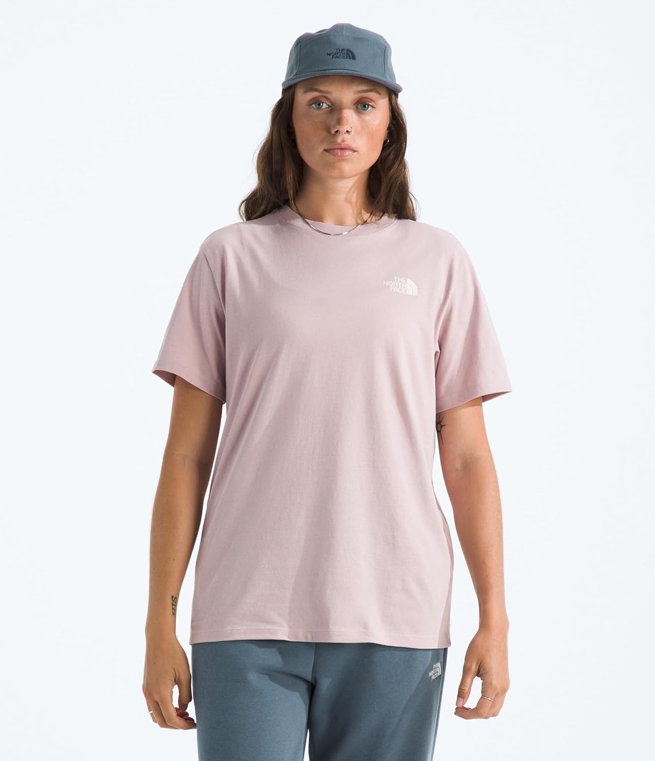 image:imageThe North Face Womens Explore Pin Relaxed Short Sleeve Tee Casual Graphic TShirt Regular Fit Soft Cotton FabricMetal Pink