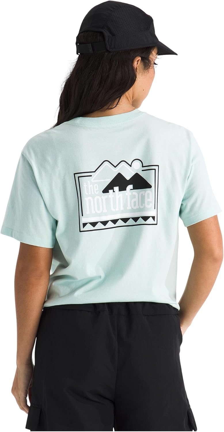 image:imageThe North Face Womens Explore Pin Relaxed Short Sleeve Tee Casual Graphic TShirt Regular Fit Soft Cotton FabricOpal Frost