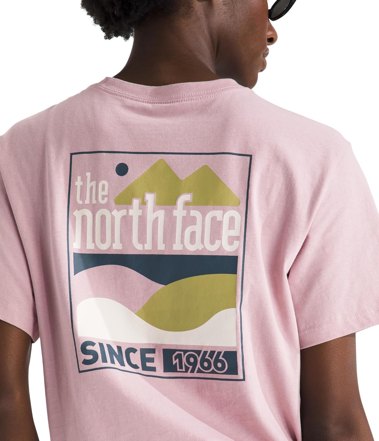image:imageThe North Face Womens Exploring Since 66 Relaxed Short Sleeve Tee Casual Graphic TShirt Regular Fit Cotton FabricMetal Pink