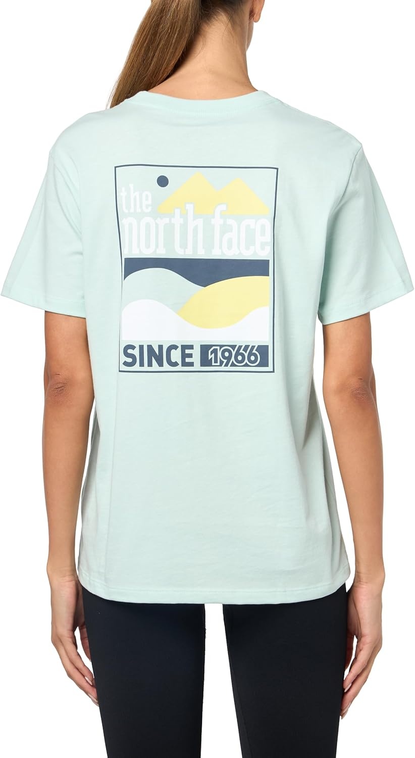 image:imageThe North Face Womens Exploring Since 66 Relaxed Short Sleeve Tee Casual Graphic TShirt Regular Fit Cotton FabricOpal Frost