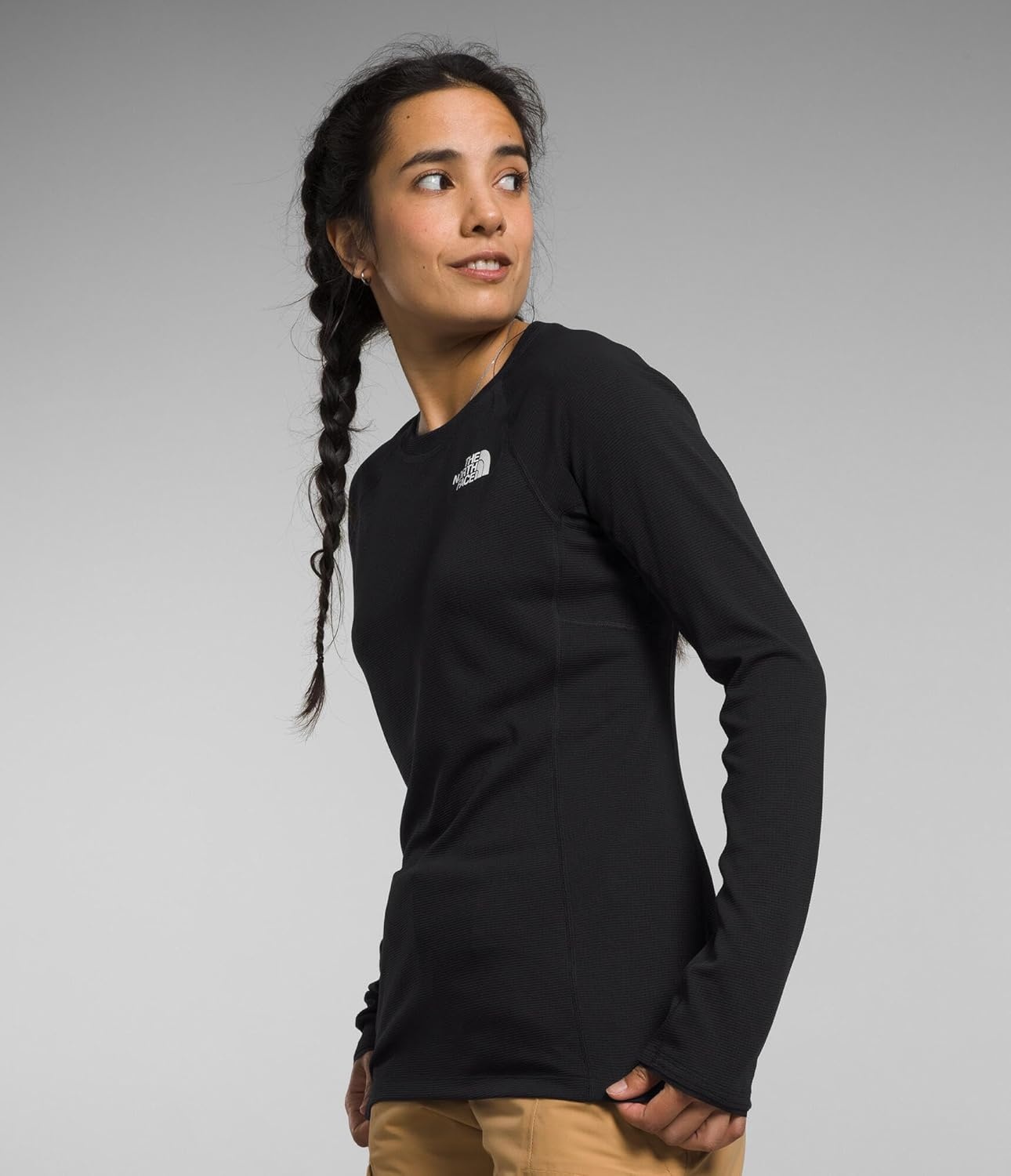 image:imageThe North Face Womens Fd Pro 160 Crew Moisture Wicking Fabric ClosetoSkin Fit Extended Mobility in ArmsTnf Black