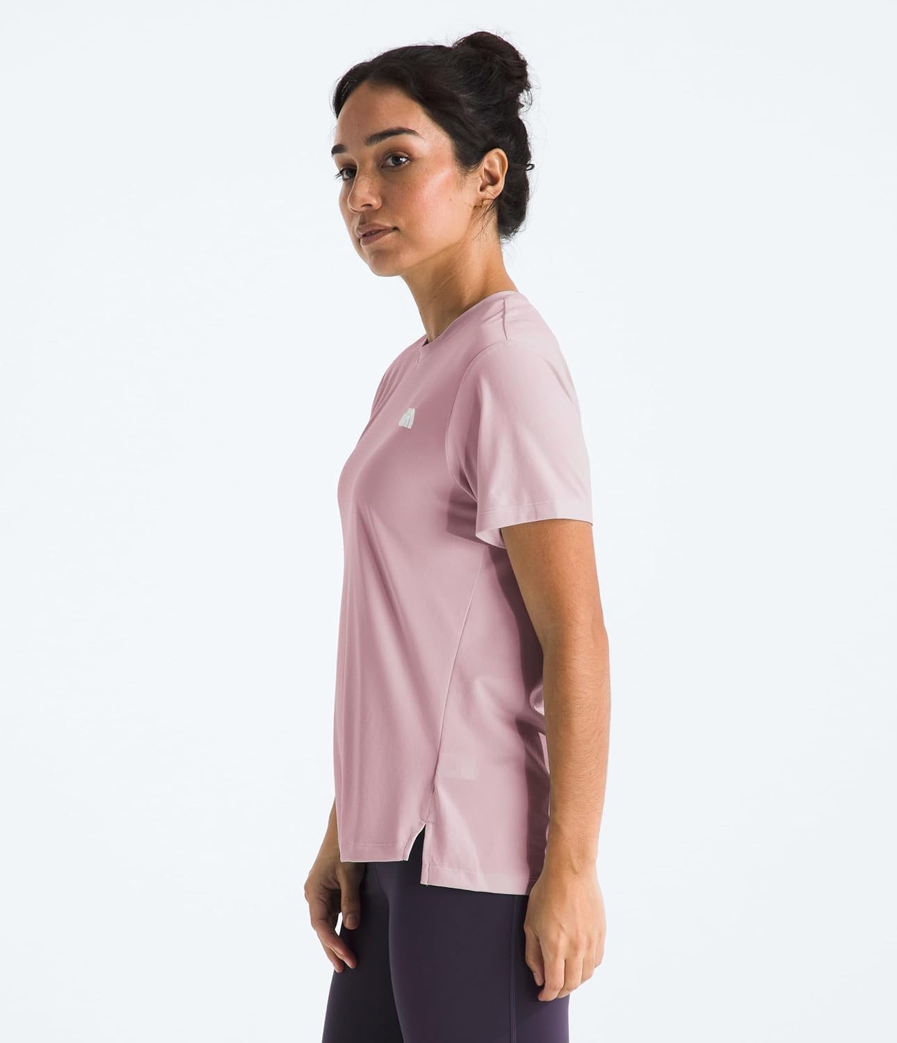 image:imageThe North Face Womens Flex ShortSleeve Tee Moisture Wicking Forward Set Side Seams Split HemMetal Pink