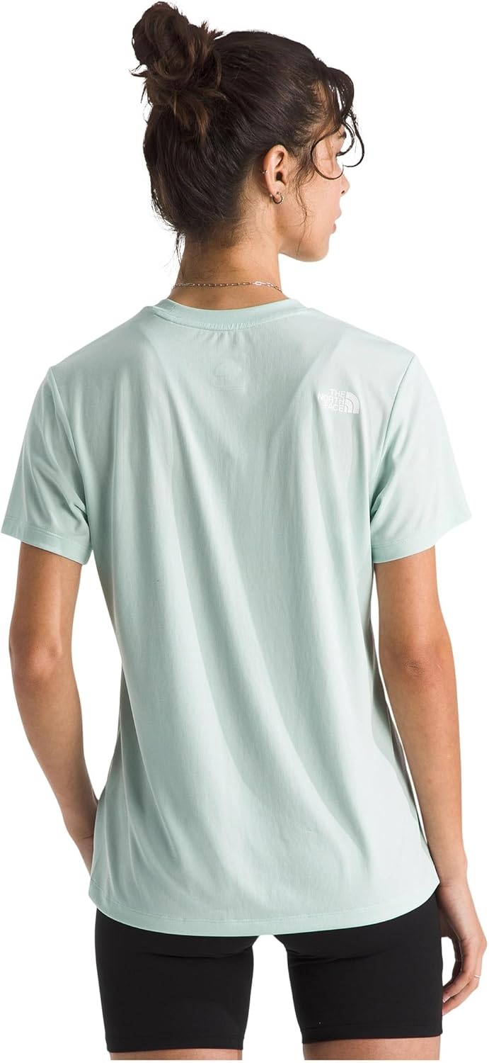 image:imageThe North Face Womens Flex ShortSleeve Tee Moisture Wicking Forward Set Side Seams Split HemOpal Frost