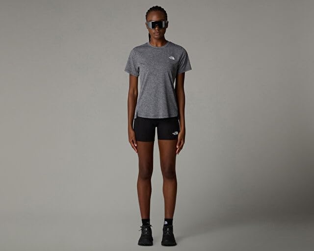 image:imageThe North Face Womens Flex ShortSleeve Tee Moisture Wicking Forward Set Side Seams Split HemTnf Black Light Heather