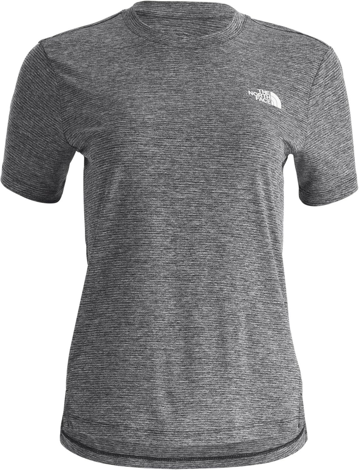 image:imageThe North Face Womens Flex ShortSleeve Tee Moisture Wicking Forward Set Side Seams Split HemTnf Black Light Heather