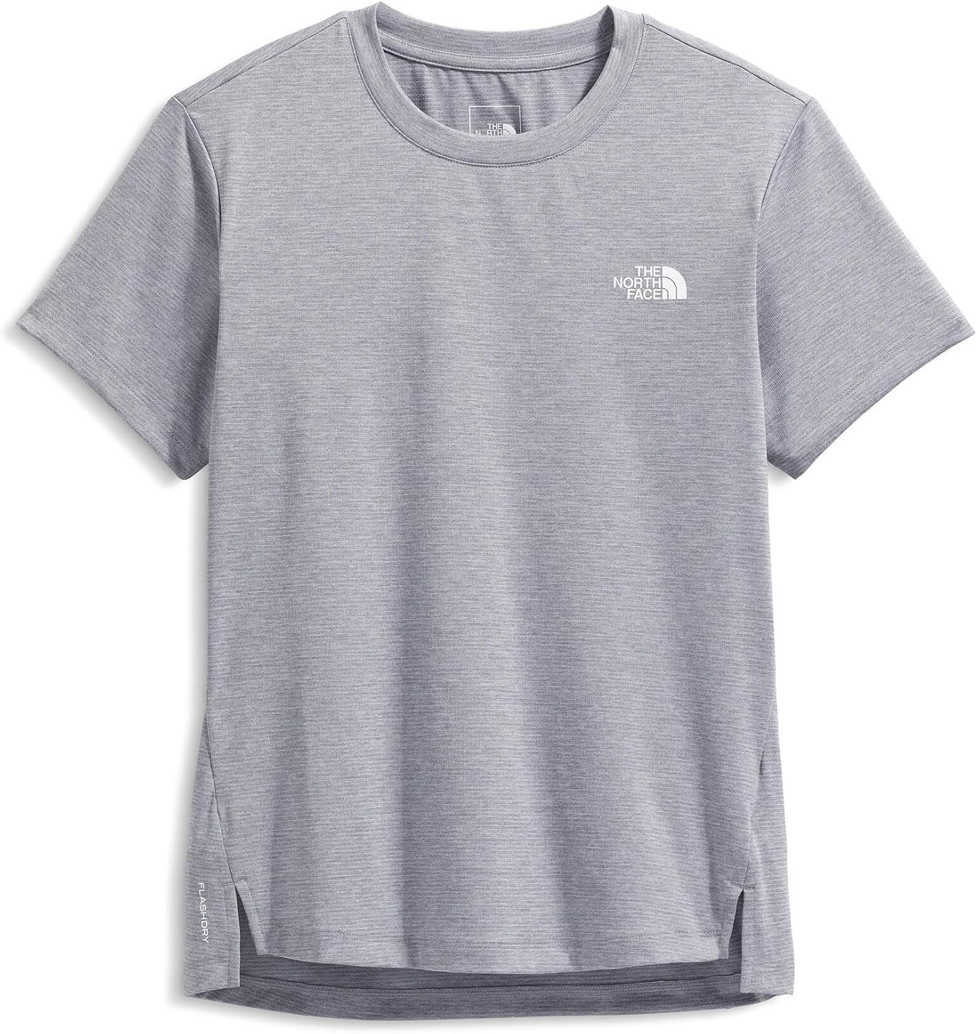 image:imageThe North Face Womens Flex ShortSleeve Tee Moisture Wicking Forward Set Side Seams Split HemTnf Pale Grey Heather