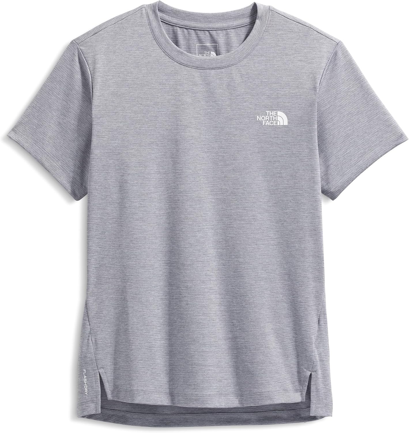 image:imageThe North Face Womens Flex ShortSleeve Tee Moisture Wicking Forward Set Side Seams Split HemTnf Pale Grey Heather
