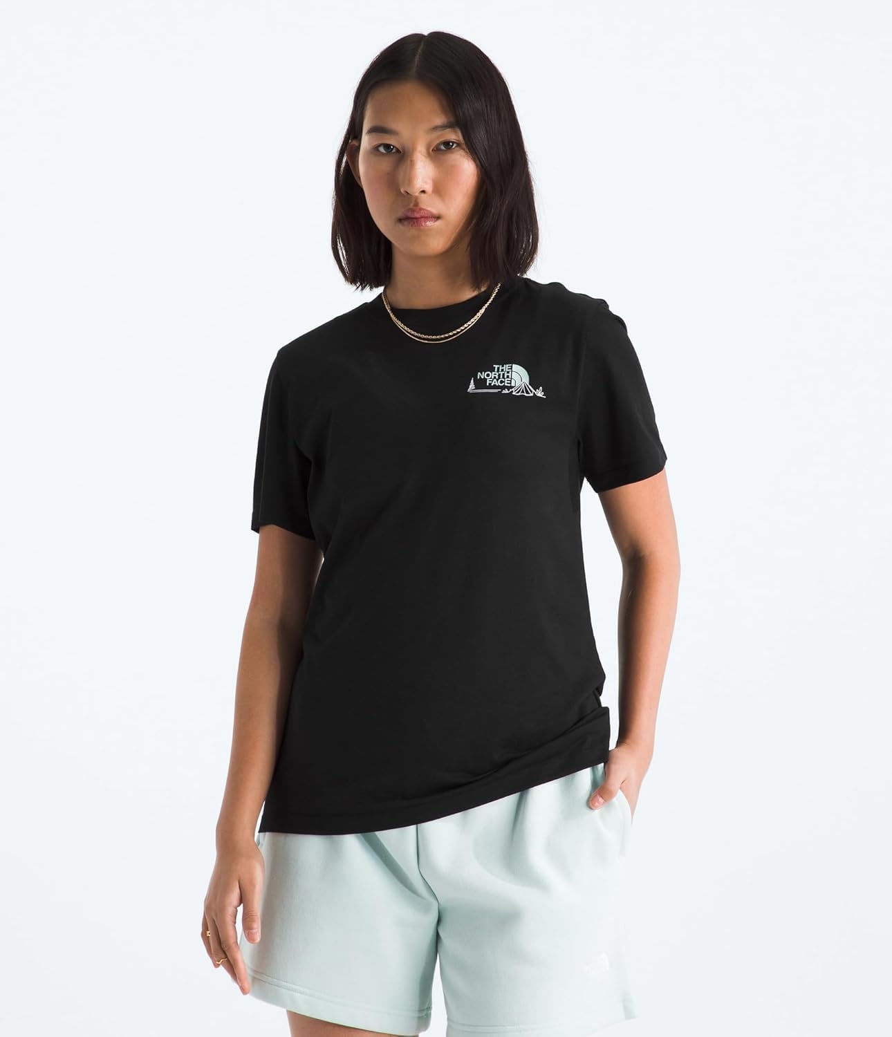 image:imageThe North Face Womens Monte Regular Short Sleeve Graphic Tee Casual Graphic TShirt Regular Fit Soft Cotton BlendTnf Black