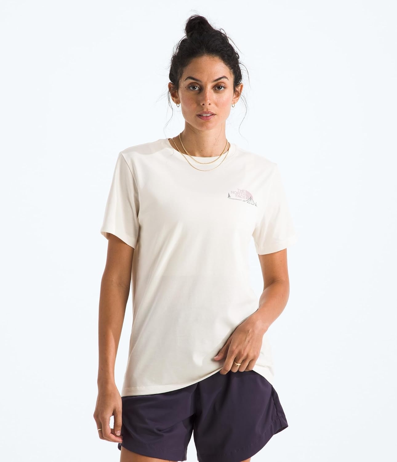 image:imageThe North Face Womens Monte Regular Short Sleeve Graphic Tee Casual Graphic TShirt Regular Fit Soft Cotton BlendWhite Dune