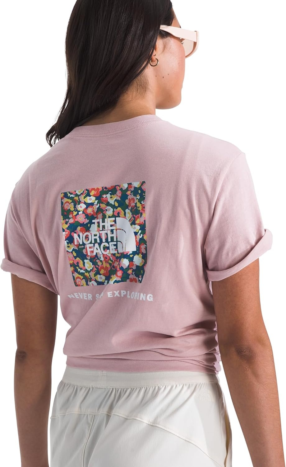 image:imageThe North Face Womens Wildflower ShortSleeve Tee Casual Stylish Graphic TShirt Relaxed Fit Soft Cotton FabricMetal Pink