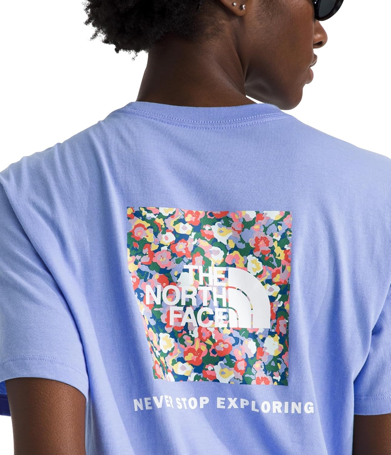 image:imageThe North Face Womens Wildflower ShortSleeve Tee Casual Stylish Graphic TShirt Relaxed Fit Soft Cotton FabricPeriwinkle Glow