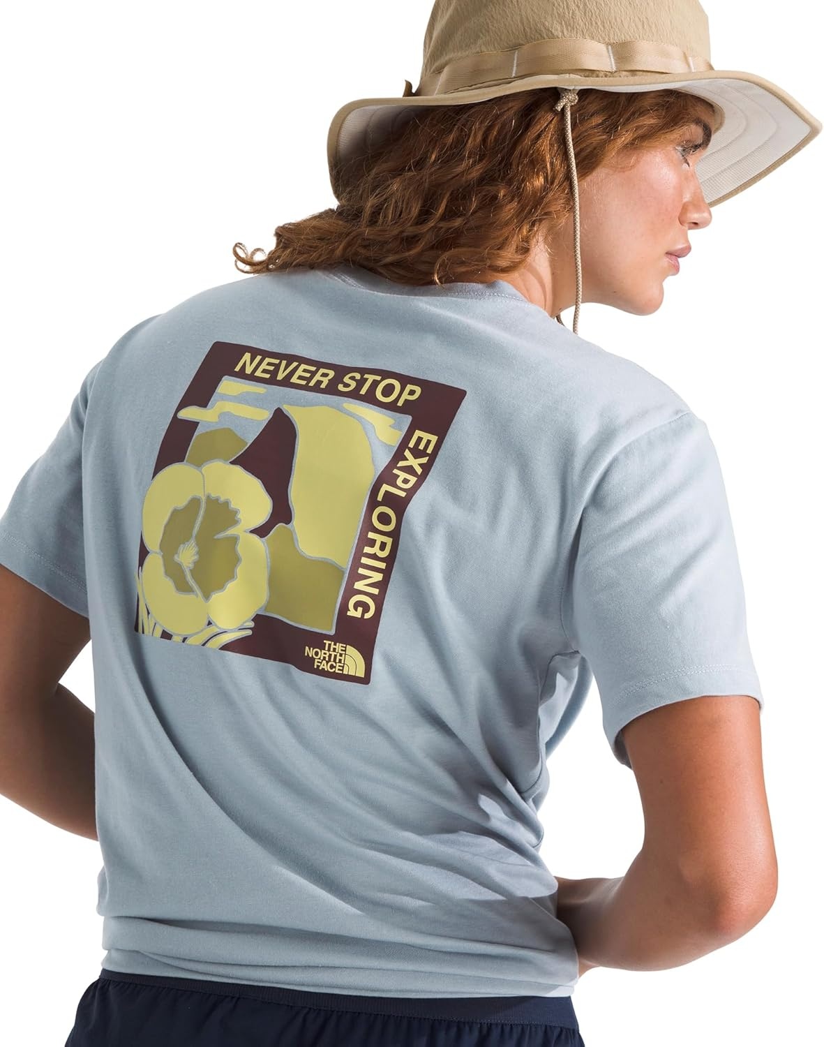 image:imageThe North Face Womens Wildflower Trails ShortSleeve Tee Casual Stylish Graphic TShirt Relaxed Fit Soft Cotton FabricFrost Grey