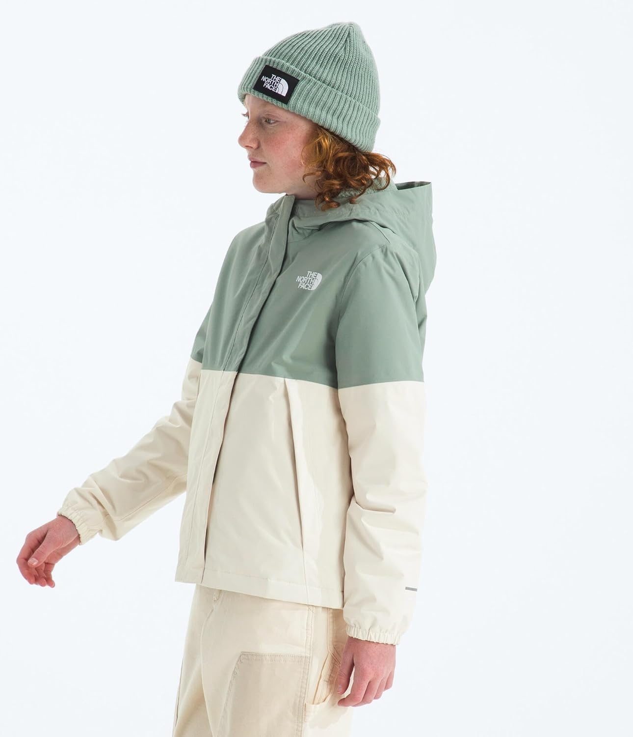 imageThe North Face girls Warm Antora Waterproof Rain JacketSlate MossWhite Dune