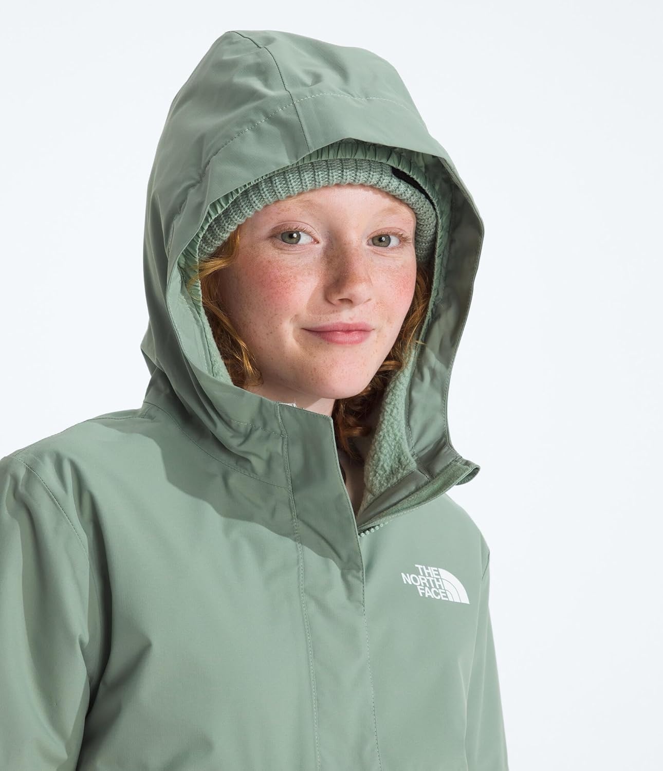 imageThe North Face girls Warm Antora Waterproof Rain JacketSlate MossWhite Dune
