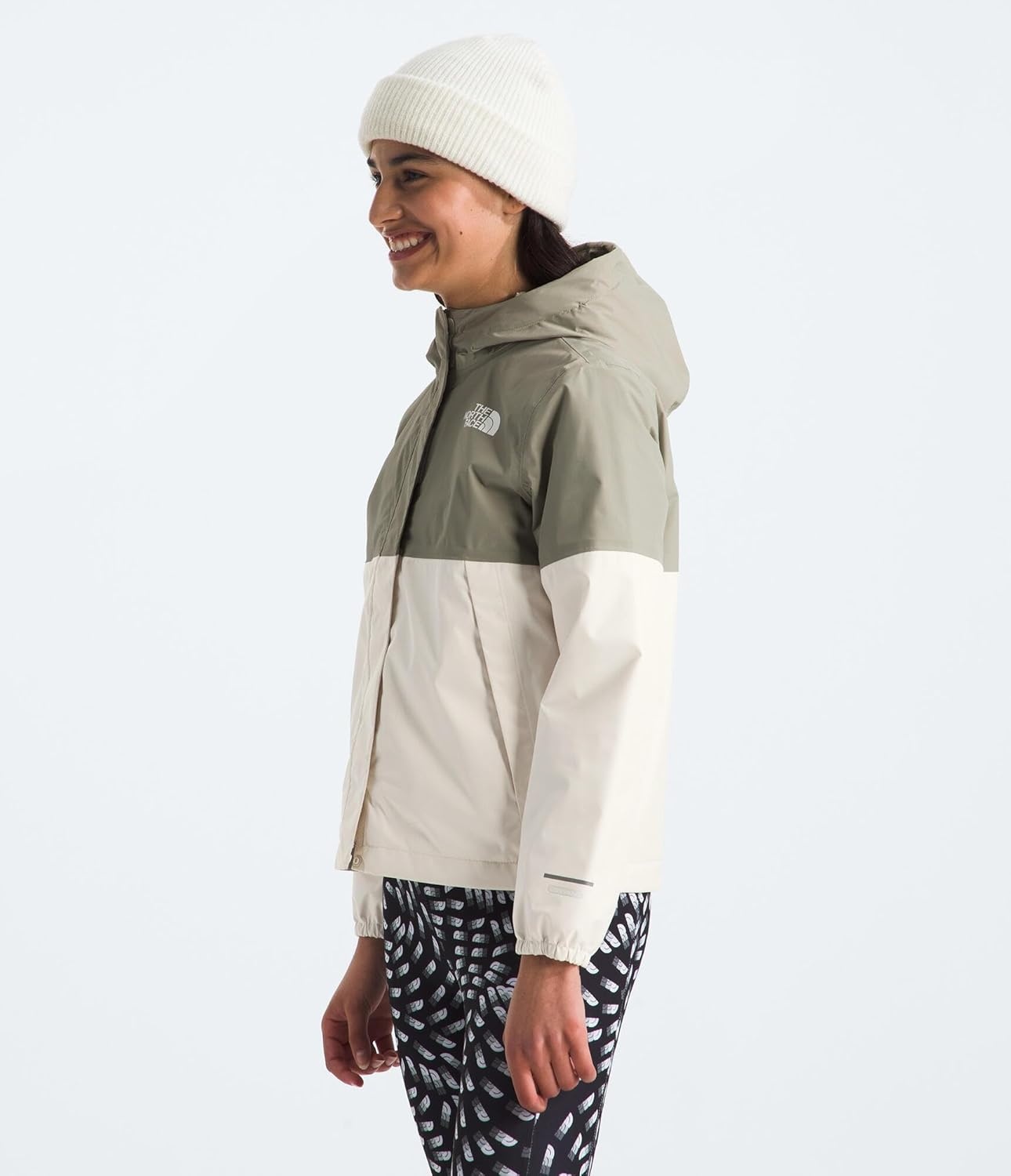 imageThe North Face girls Warm Antora Waterproof Rain JacketWhite DuneClay Grey