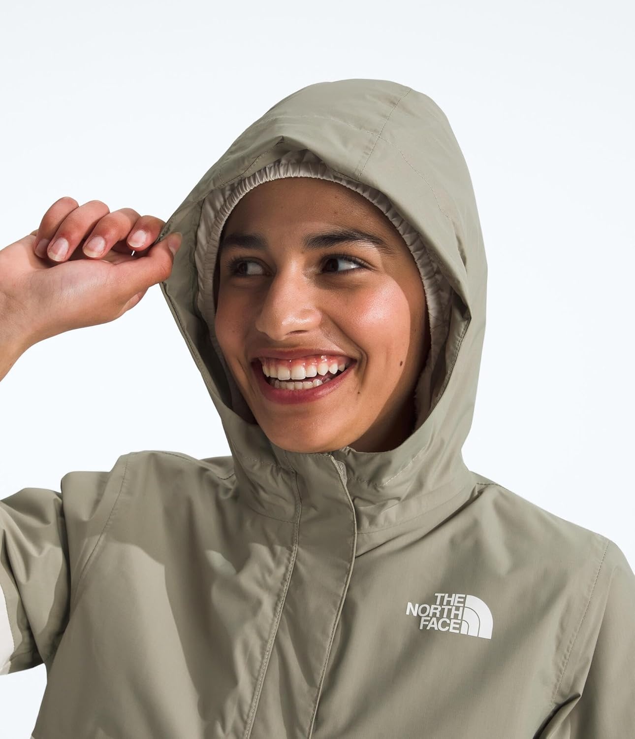 imageThe North Face girls Warm Antora Waterproof Rain JacketWhite DuneClay Grey