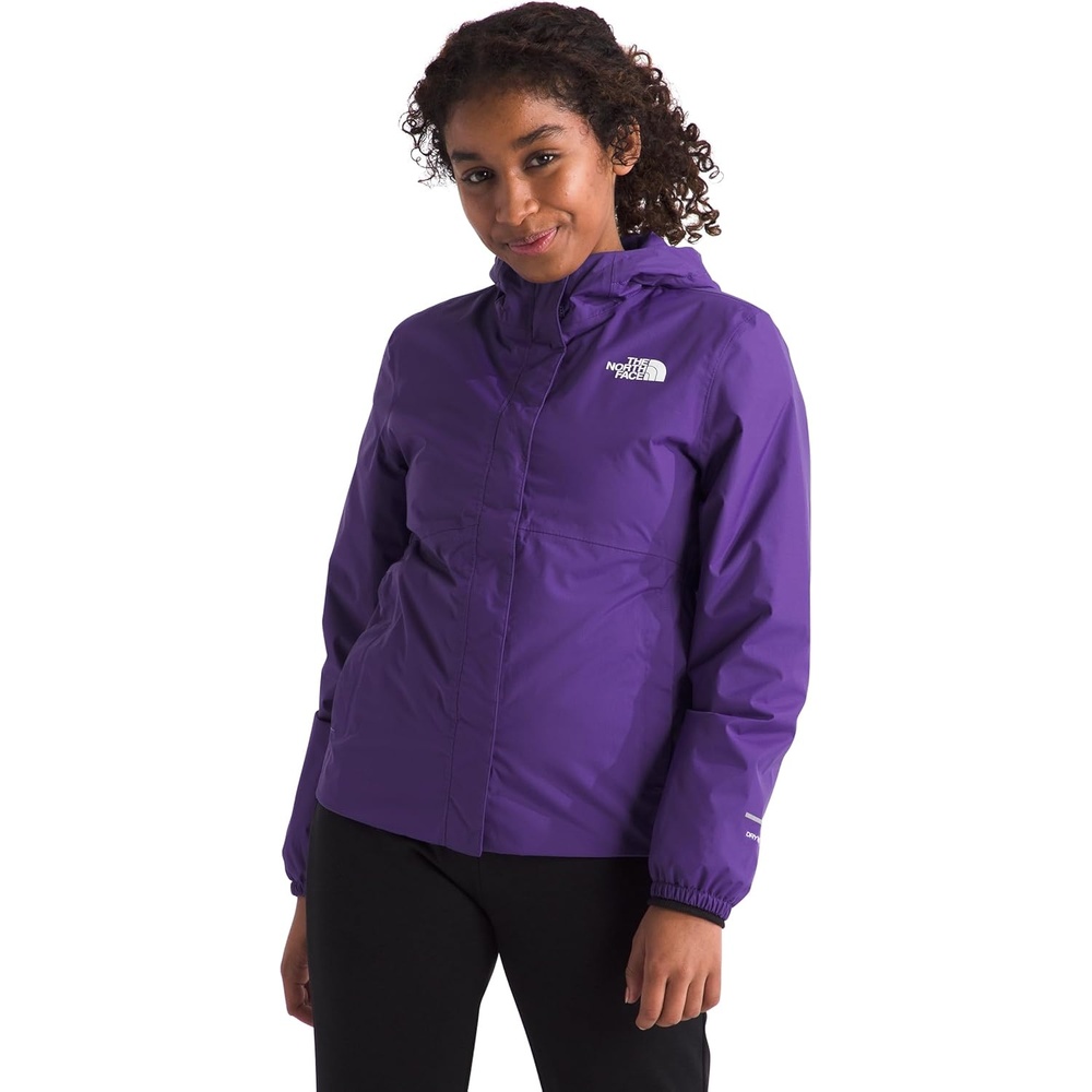 image:imageTHE NORTH FACE Girls Antora Rain Jacket Waterproof Breathable 3piece Hood Secure Zip Hand PocketPeak Purple