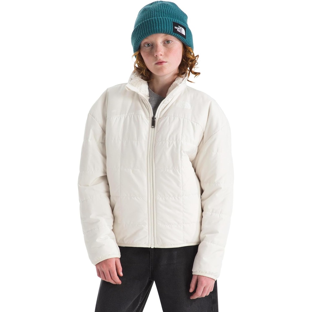 imageTHE NORTH FACE Girls Reversible Shasta Full Zip Jacket Puffer Coat With Synthetic Insulation Fleece Lined Water RepellentWhite Dune