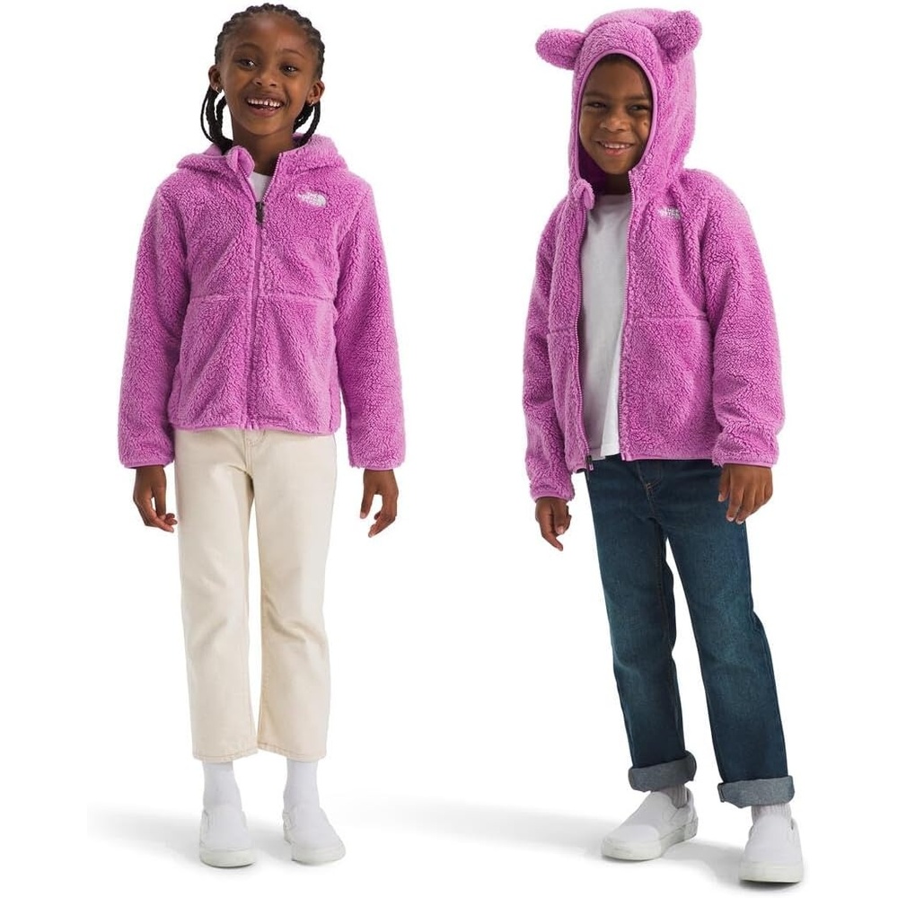 imageTHE NORTH FACE Kids Campshire Full Zip Hoodie Cozy Fleece Winter Jacket Open Hand Pockets amp Attached Hood With Bear EarsDragonfruit