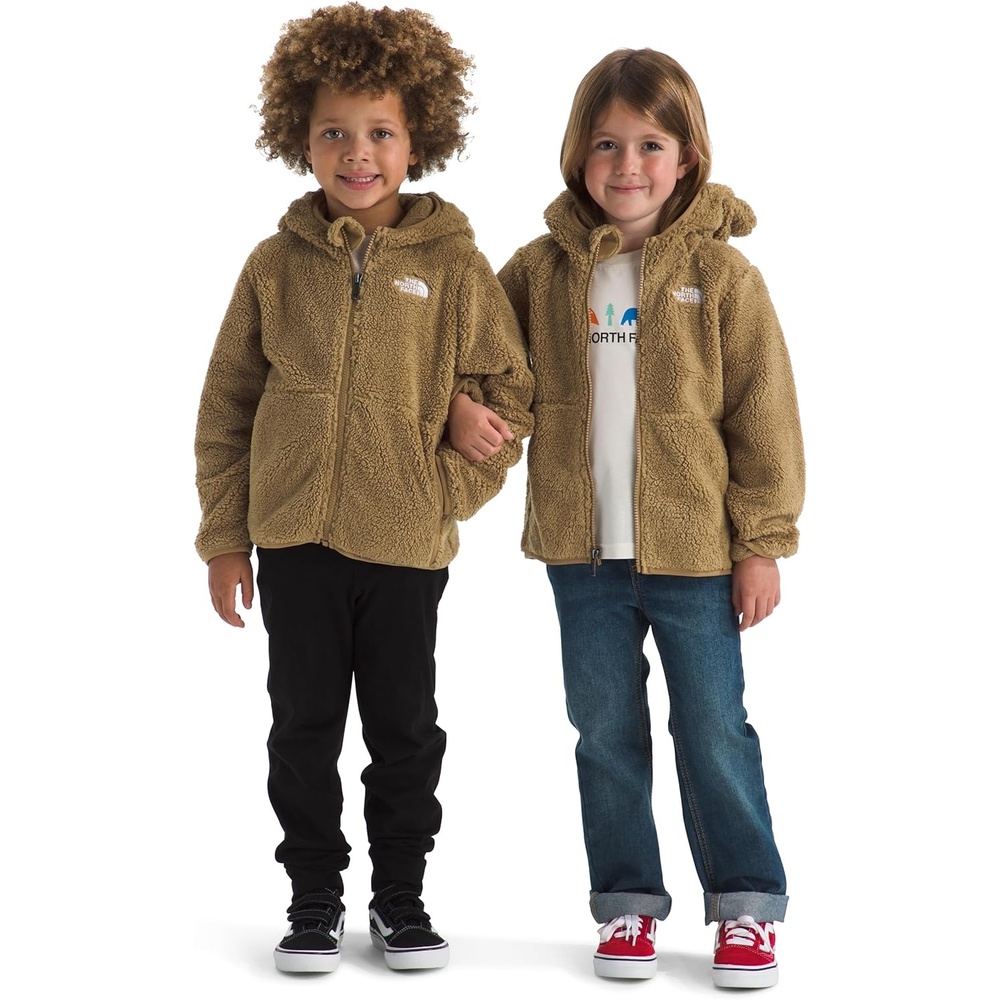 imageTHE NORTH FACE Kids Campshire Full Zip Hoodie Cozy Fleece Winter Jacket Open Hand Pockets amp Attached Hood With Bear EarsTeddy Brown