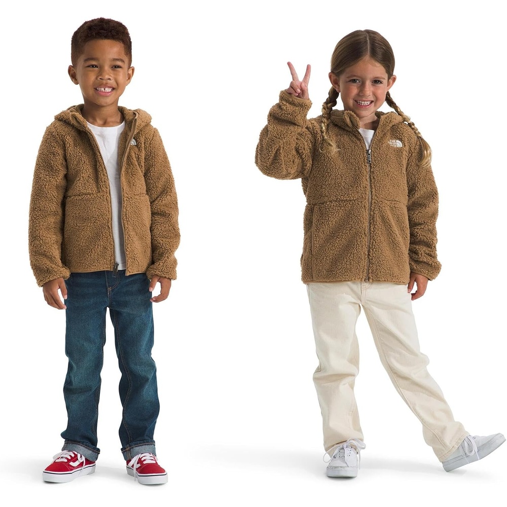 imageTHE NORTH FACE Kids Campshire Full Zip Hoodie Cozy Fleece Winter Jacket Open Hand Pockets amp Attached Hood With Bear EarsUtility Brown