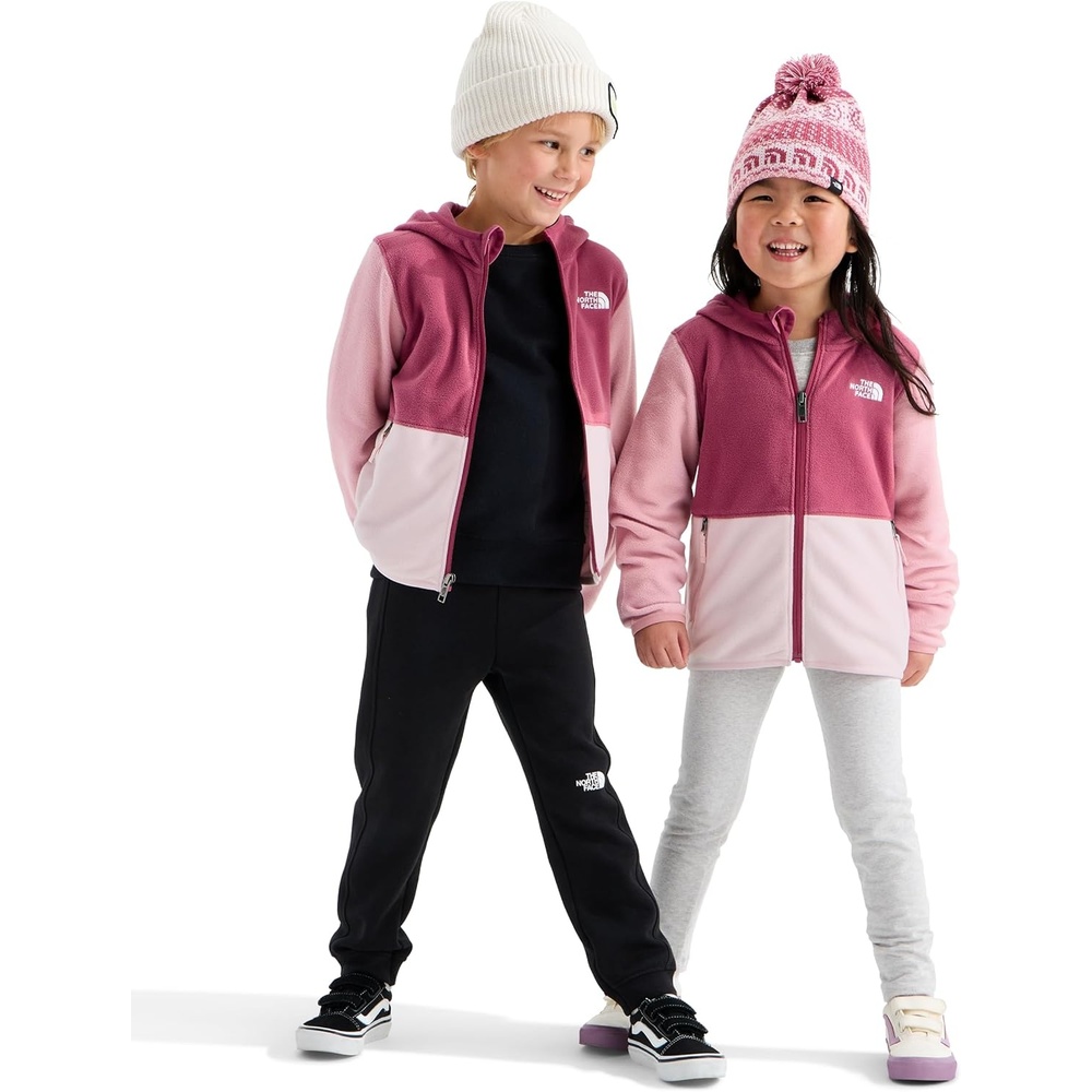imageTHE NORTH FACE Kids Glacier Lightweight Full Zip Hooded Jacket Fleece Top With 3 Piece Hood Securezip Hand PocketsFermented ClayPale BlossomPrimrose