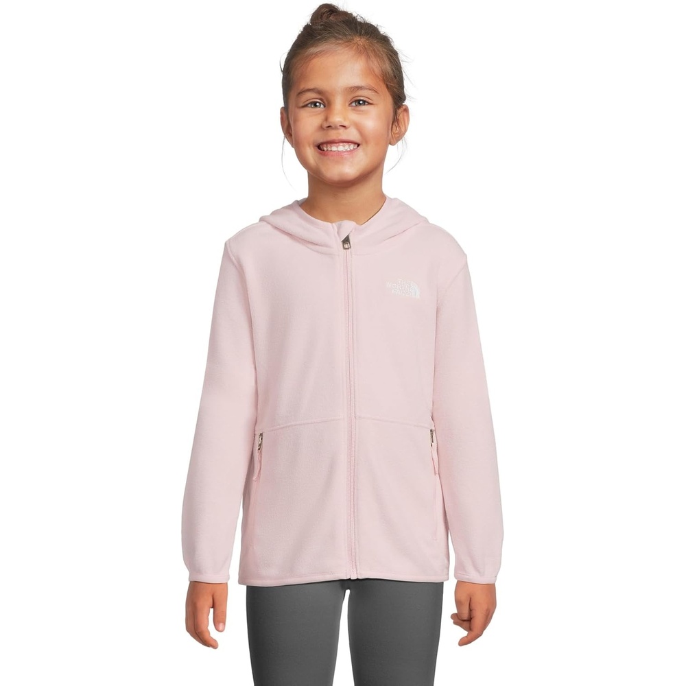 imageTHE NORTH FACE Kids Glacier Lightweight Full Zip Hooded Jacket Fleece Top With 3 Piece Hood Securezip Hand PocketsPale Blossom