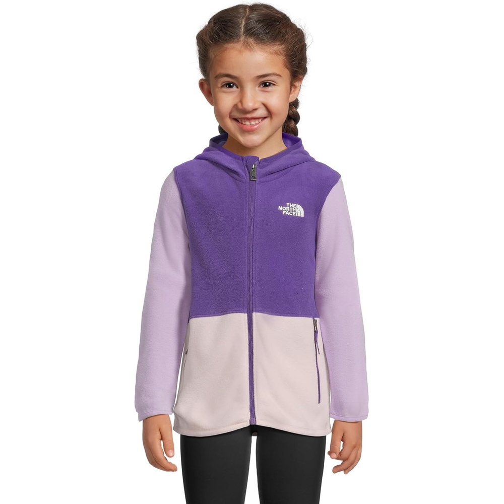 imageTHE NORTH FACE Kids Glacier Lightweight Full Zip Hooded Jacket Fleece Top With 3 Piece Hood Securezip Hand PocketsPeak PurpleLite LilacPale Blossom