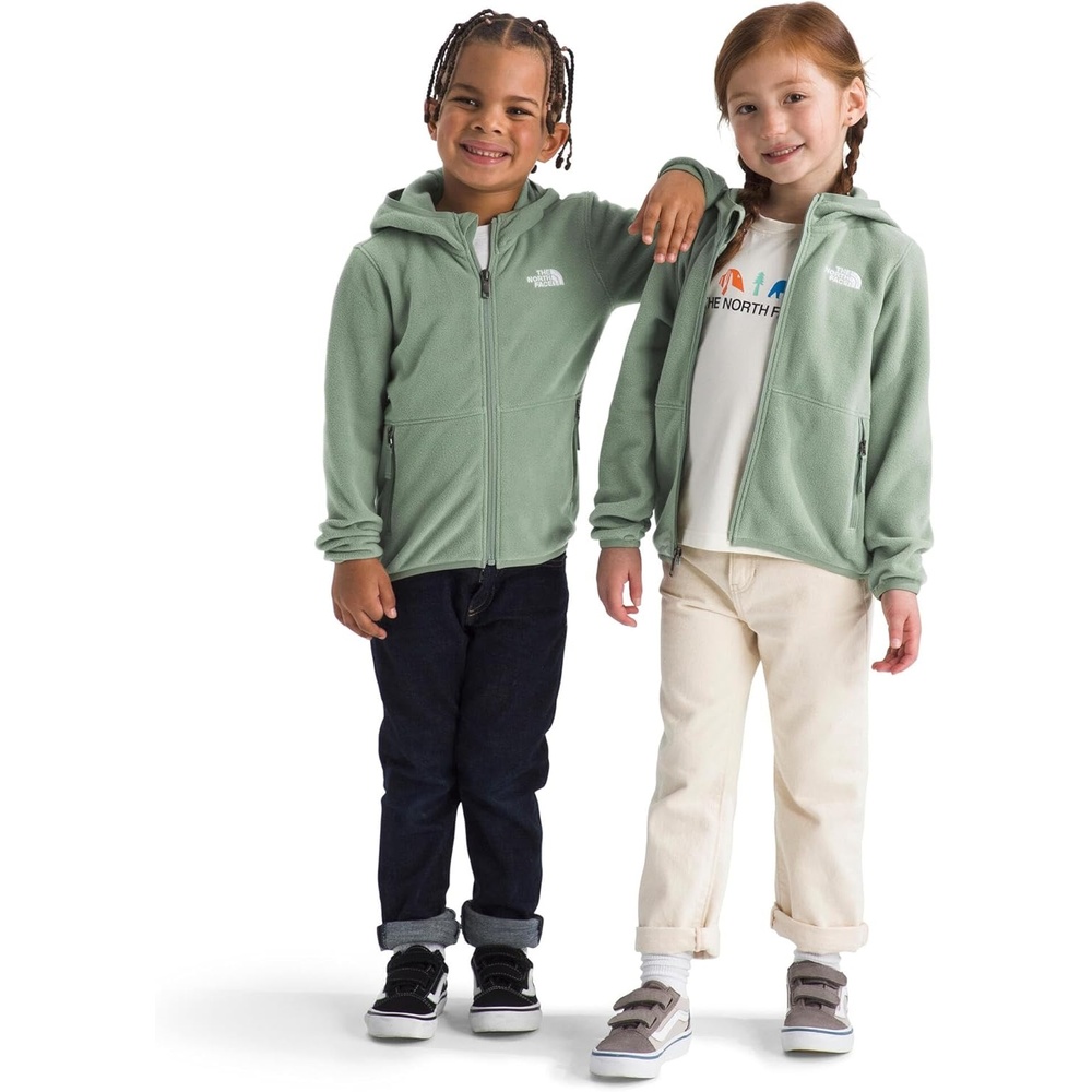 imageTHE NORTH FACE Kids Glacier Lightweight Full Zip Hooded Jacket Fleece Top With 3 Piece Hood Securezip Hand PocketsSlate Moss