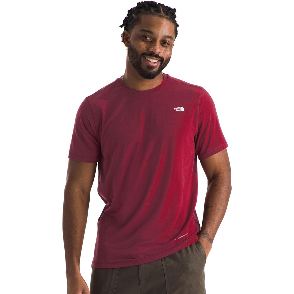 image:imageTHE NORTH FACE Mens Adventure Tee Lightweight amp Stretchy Shirt With Setin Sleeves amp Heat Transfer LogoBeetroot