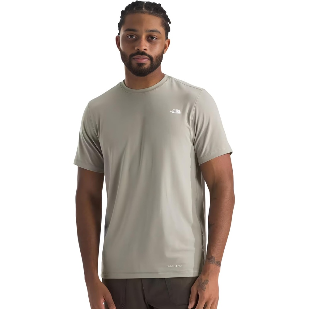 image:imageTHE NORTH FACE Mens Adventure Tee Lightweight amp Stretchy Shirt With Setin Sleeves amp Heat Transfer LogoClay Grey