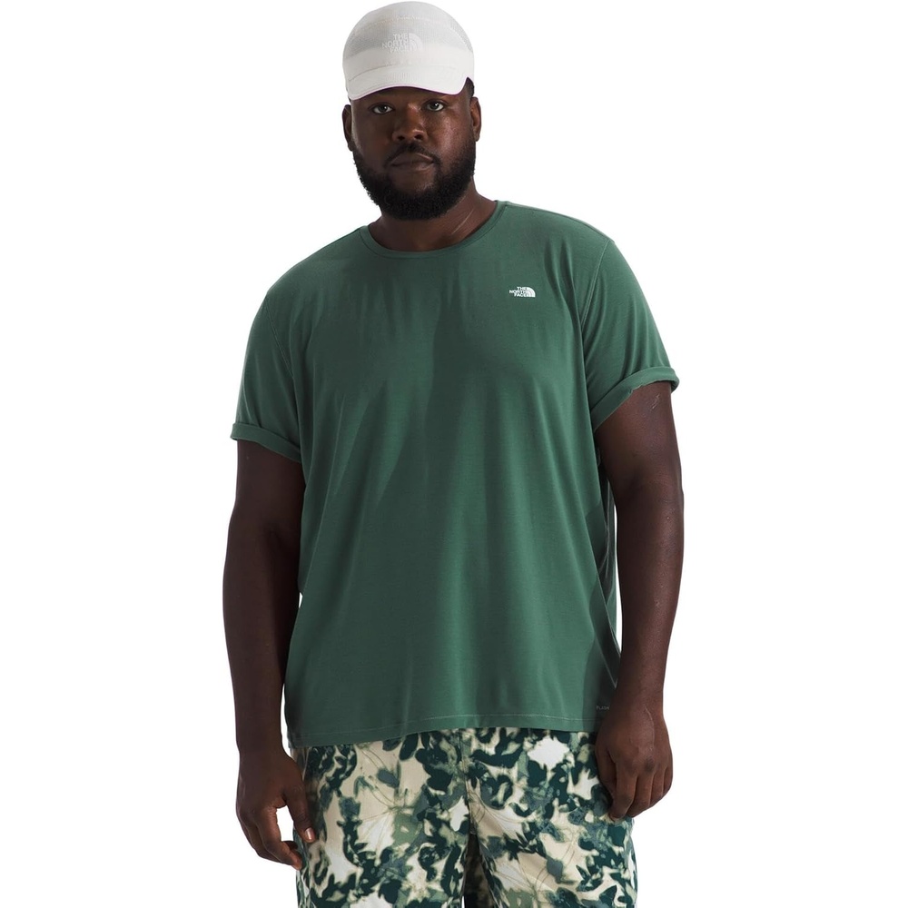 image:imageTHE NORTH FACE Mens Adventure Tee Lightweight amp Stretchy Shirt With Setin Sleeves amp Heat Transfer LogoDuck Green