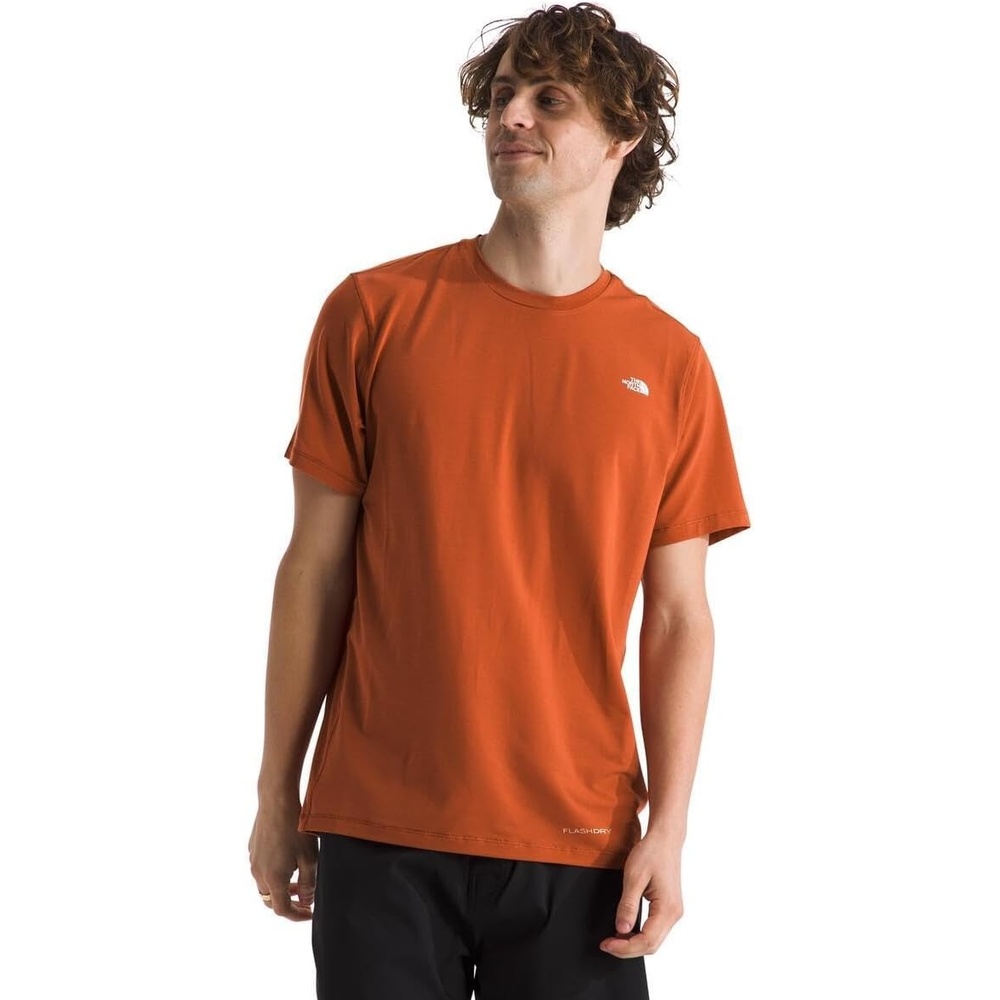 image:imageTHE NORTH FACE Mens Adventure Tee Lightweight amp Stretchy Shirt With Setin Sleeves amp Heat Transfer LogoEarthen Copper