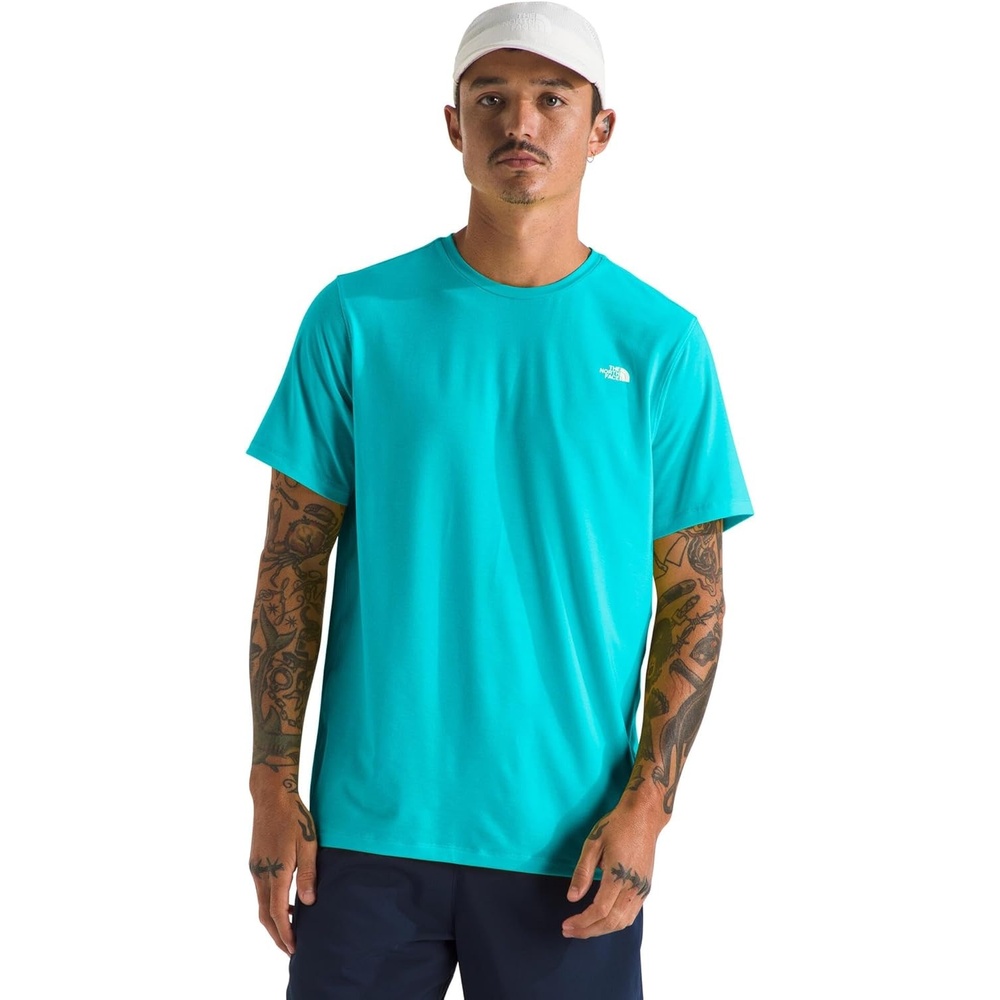 image:imageTHE NORTH FACE Mens Adventure Tee Lightweight amp Stretchy Shirt With Setin Sleeves amp Heat Transfer LogoGalactic Blue