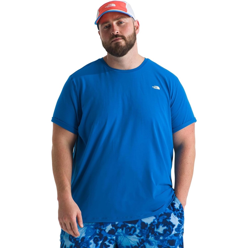 image:imageTHE NORTH FACE Mens Adventure Tee Lightweight amp Stretchy Shirt With Setin Sleeves amp Heat Transfer LogoHero Blue
