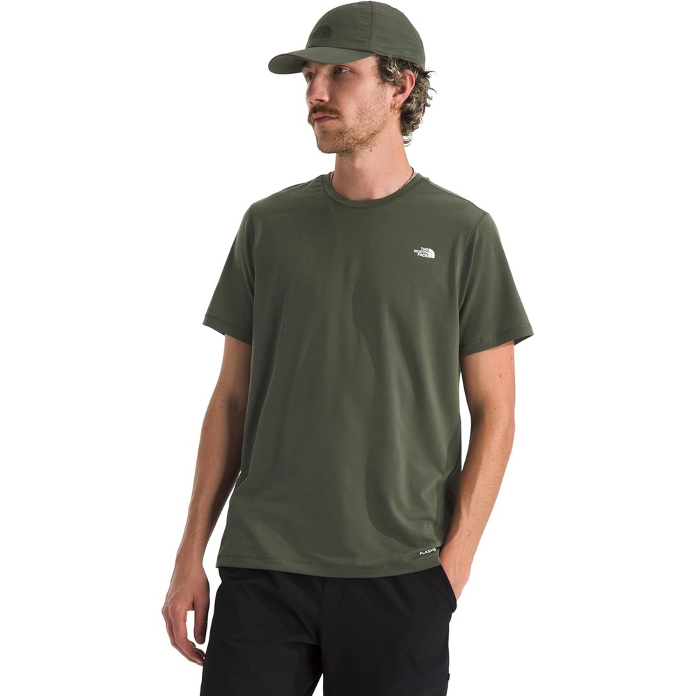 image:imageTHE NORTH FACE Mens Adventure Tee Lightweight amp Stretchy Shirt With Setin Sleeves amp Heat Transfer LogoNew Taupe Green