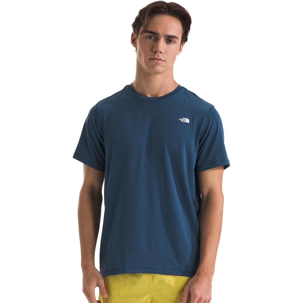 image:imageTHE NORTH FACE Mens Adventure Tee Lightweight amp Stretchy Shirt With Setin Sleeves amp Heat Transfer LogoShady Blue