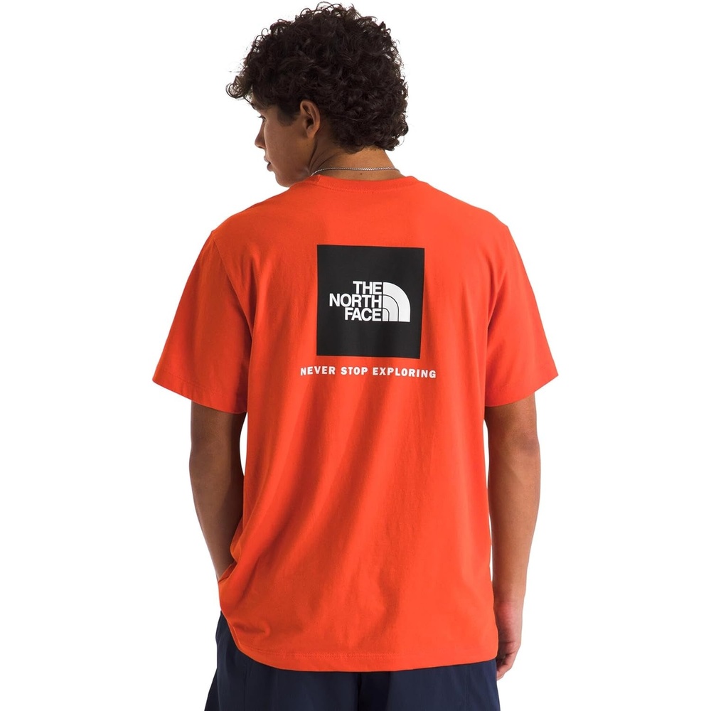 image:imageTHE NORTH FACE Mens Core Box NSE Short Sleeve Tee Branded Tshirt With a Ribbed CollarLava Red