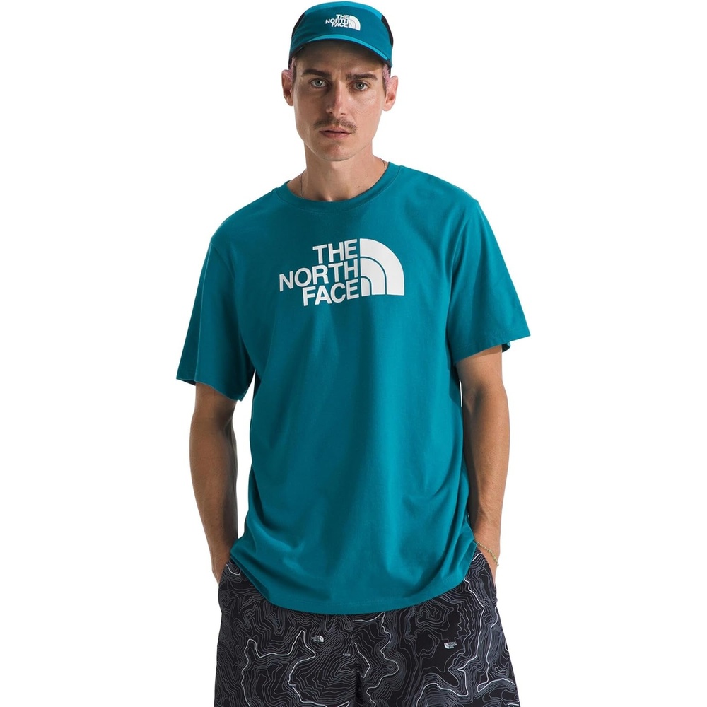 image:imageTHE NORTH FACE Mens Core Half Dome Shortsleeve Tee Regular Fit Cotton Shirt With Graphic Design amp Ribbed CollarDigital SteelTnf White