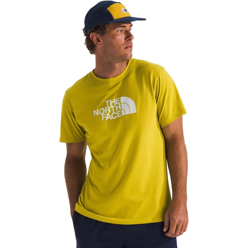 image:imageTHE NORTH FACE Mens Core Half Dome Shortsleeve Tee Regular Fit Cotton Shirt With Graphic Design amp Ribbed CollarDijon YellowTnf White