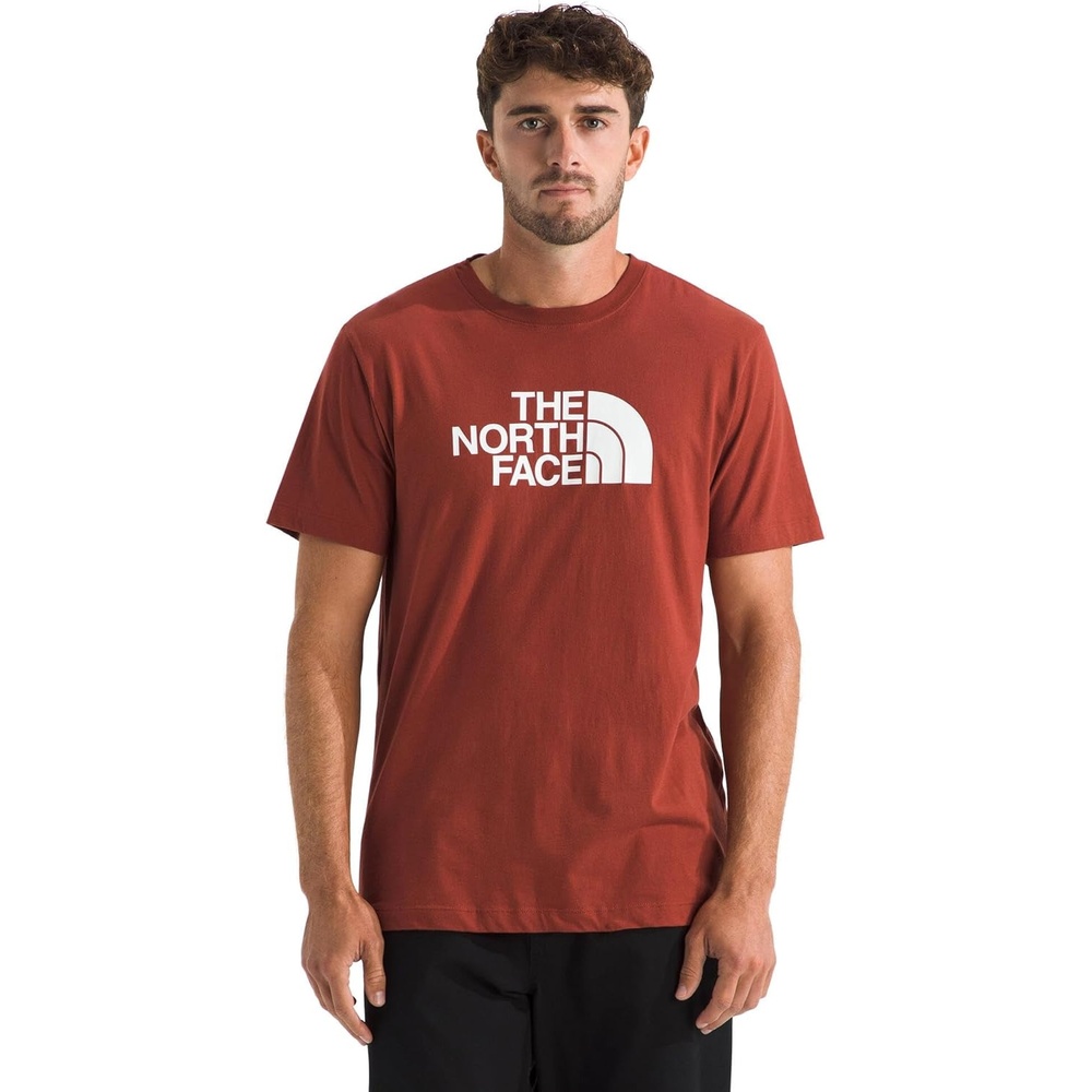 image:imageTHE NORTH FACE Mens Core Half Dome Shortsleeve Tee Regular Fit Cotton Shirt With Graphic Design amp Ribbed CollarIron Clay