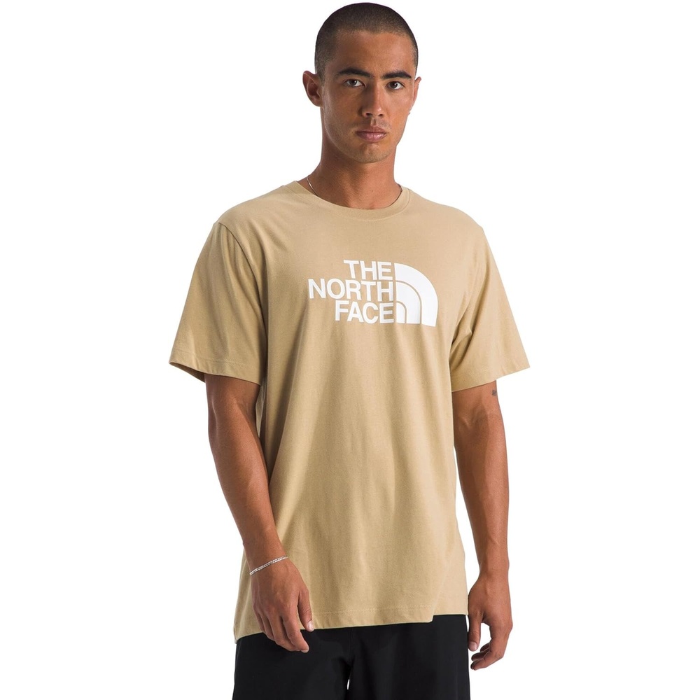 image:imageTHE NORTH FACE Mens Core Half Dome Shortsleeve Tee Regular Fit Cotton Shirt With Graphic Design amp Ribbed CollarKhaki Stone