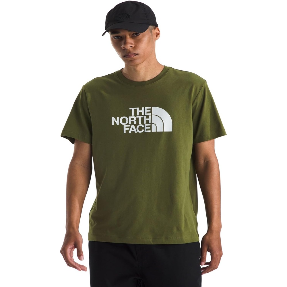 image:imageTHE NORTH FACE Mens Core Half Dome Shortsleeve Tee Regular Fit Cotton Shirt With Graphic Design amp Ribbed CollarWoodland GreenTnf White