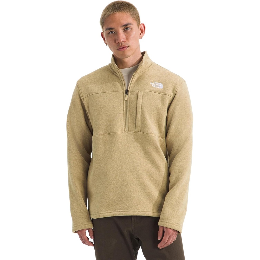 image:imageTHE NORTH FACE Mens Gordon Lyons Quarter Zip Jacket Cold Weather Top With Chest PocketKhaki Stone Heather