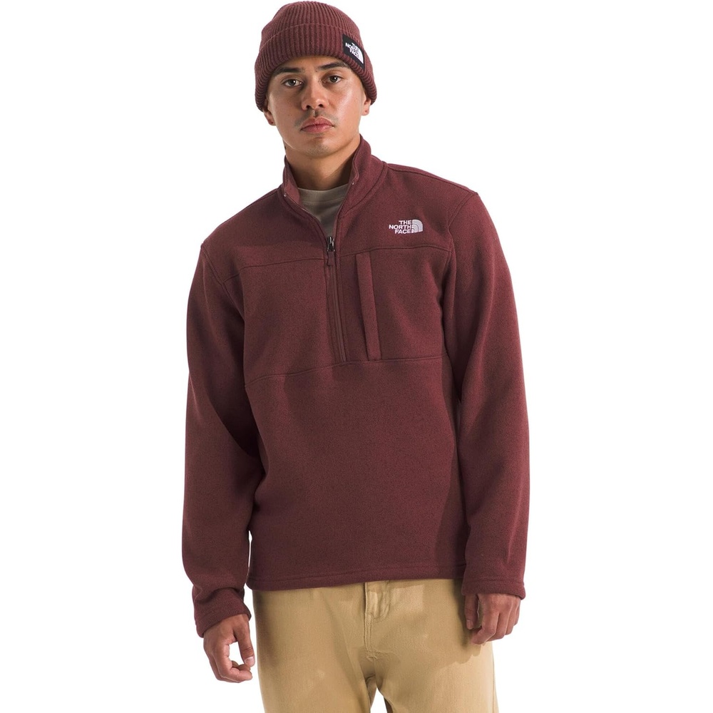 image:imageTHE NORTH FACE Mens Gordon Lyons Quarter Zip Jacket Cold Weather Top With Chest PocketSumac Heather