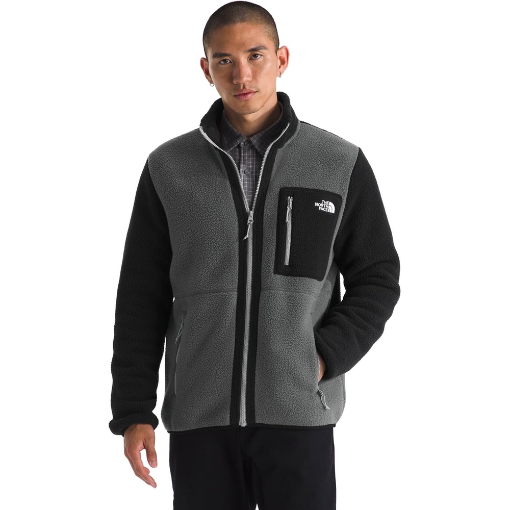 image:imageTHE NORTH FACE Mens Yumiori Full Zip Jacket Lightweight Fleece Coat With Embroidered Logo Zip PocketsAnthracite GreyTnf BlackMonument Grey