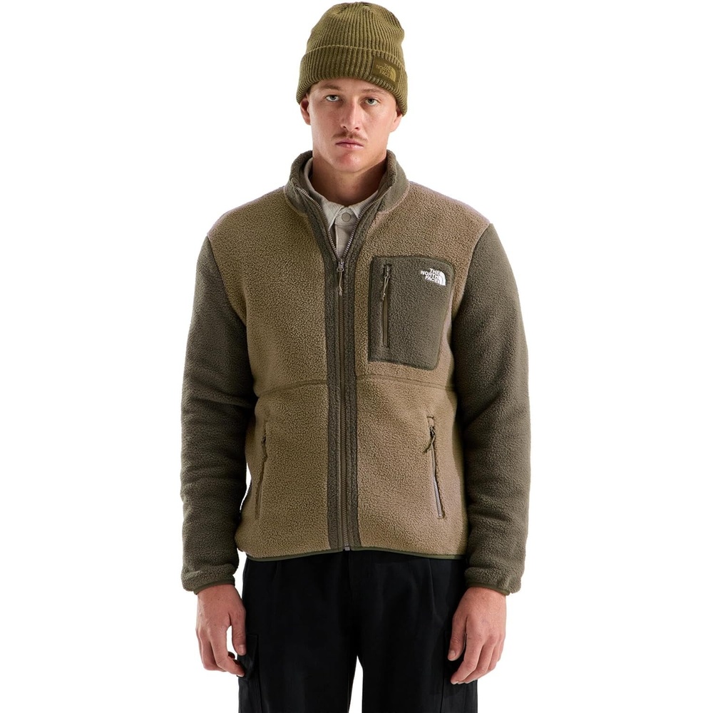 image:imageTHE NORTH FACE Mens Yumiori Full Zip Jacket Lightweight Fleece Coat With Embroidered Logo Zip PocketsCaraway SeedNew Taupe Green