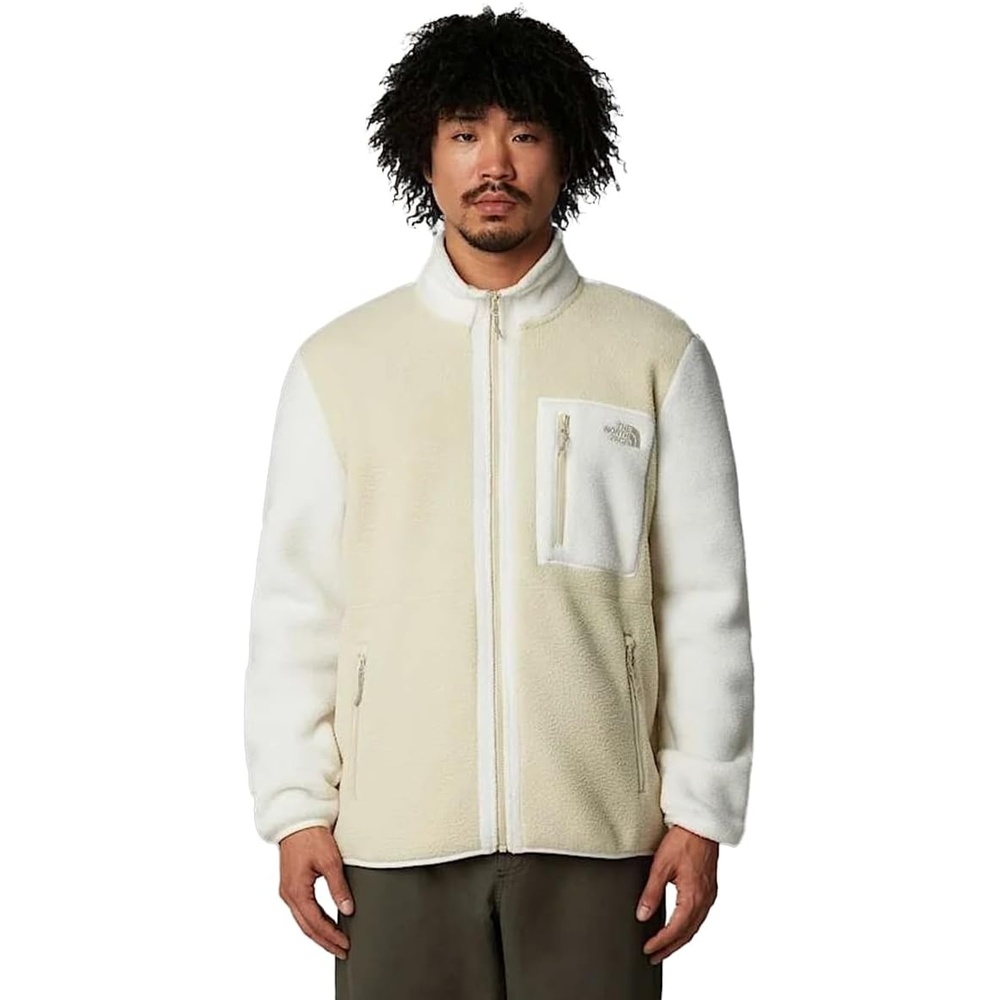image:imageTHE NORTH FACE Mens Yumiori Full Zip Jacket  Lightweight Fleece Coat With Embroidered Logo Zip PocketsGravelwhite Dunegrape